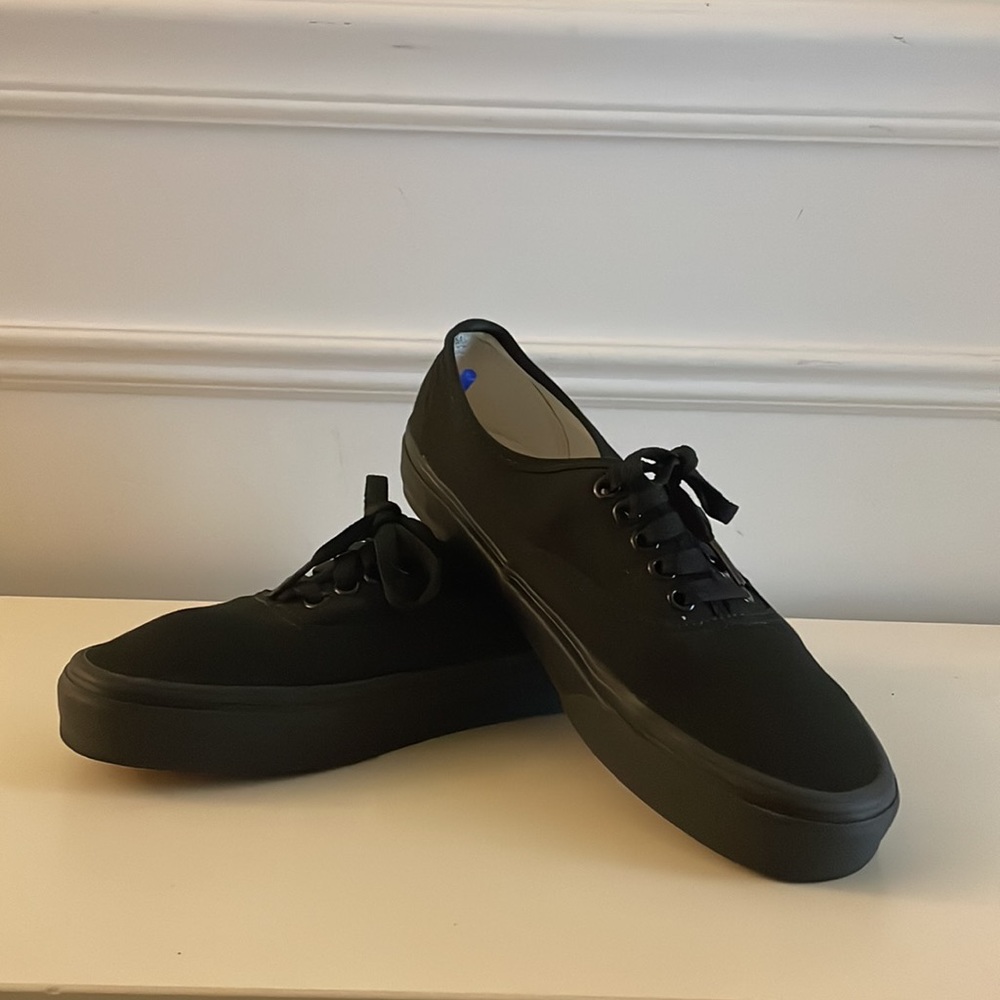 Vans Authentic Black Canvas Skate Shoes Lace Up NWOT
